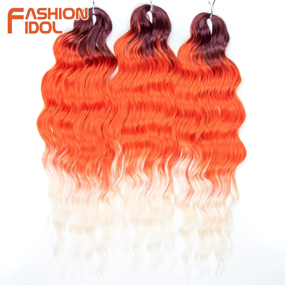 24 Inch Water Wave Crochet Braiding Hair Extensions – Synthetic Ombre