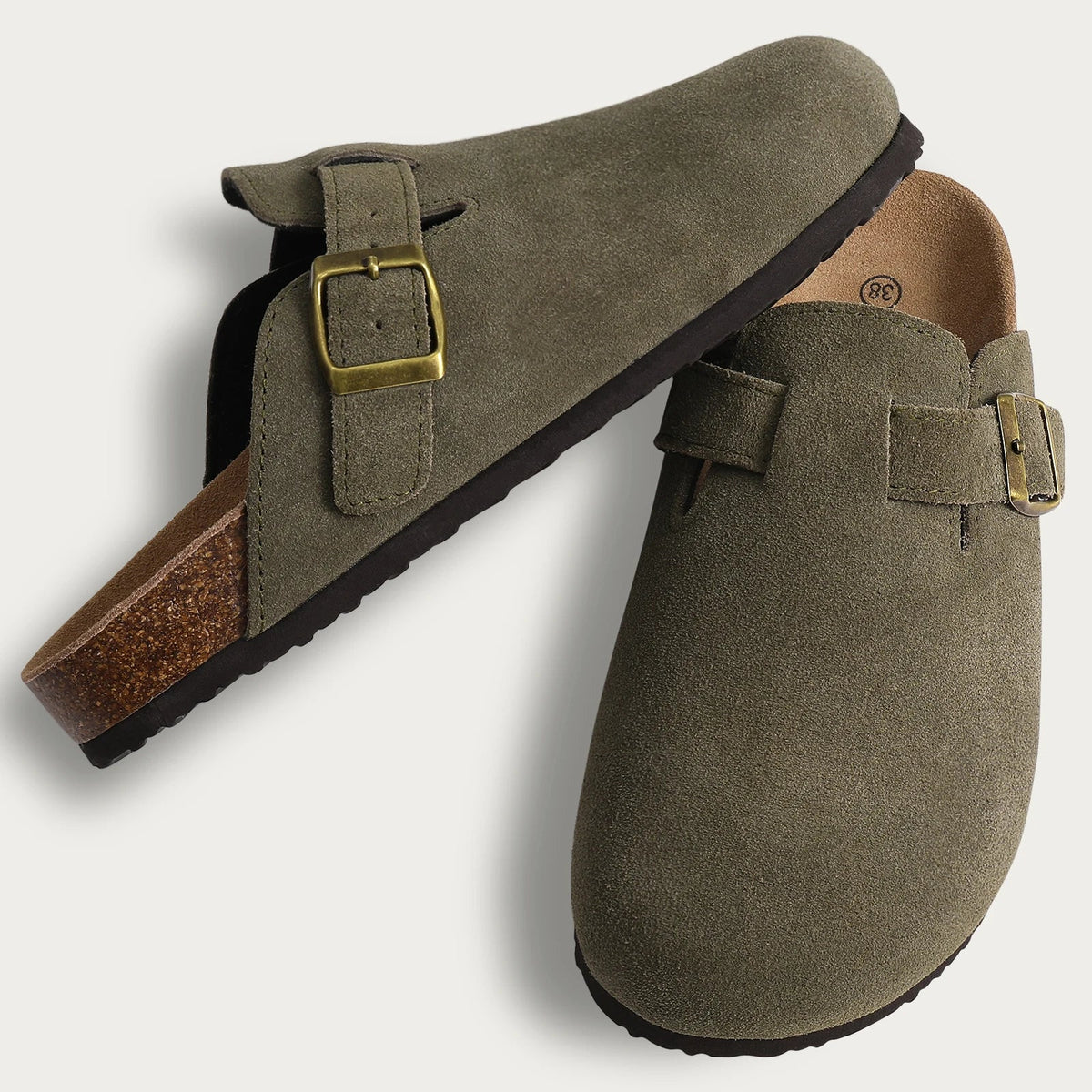Suede Mule Clogs – Women's Cork Arch Support Outdoor Slippers