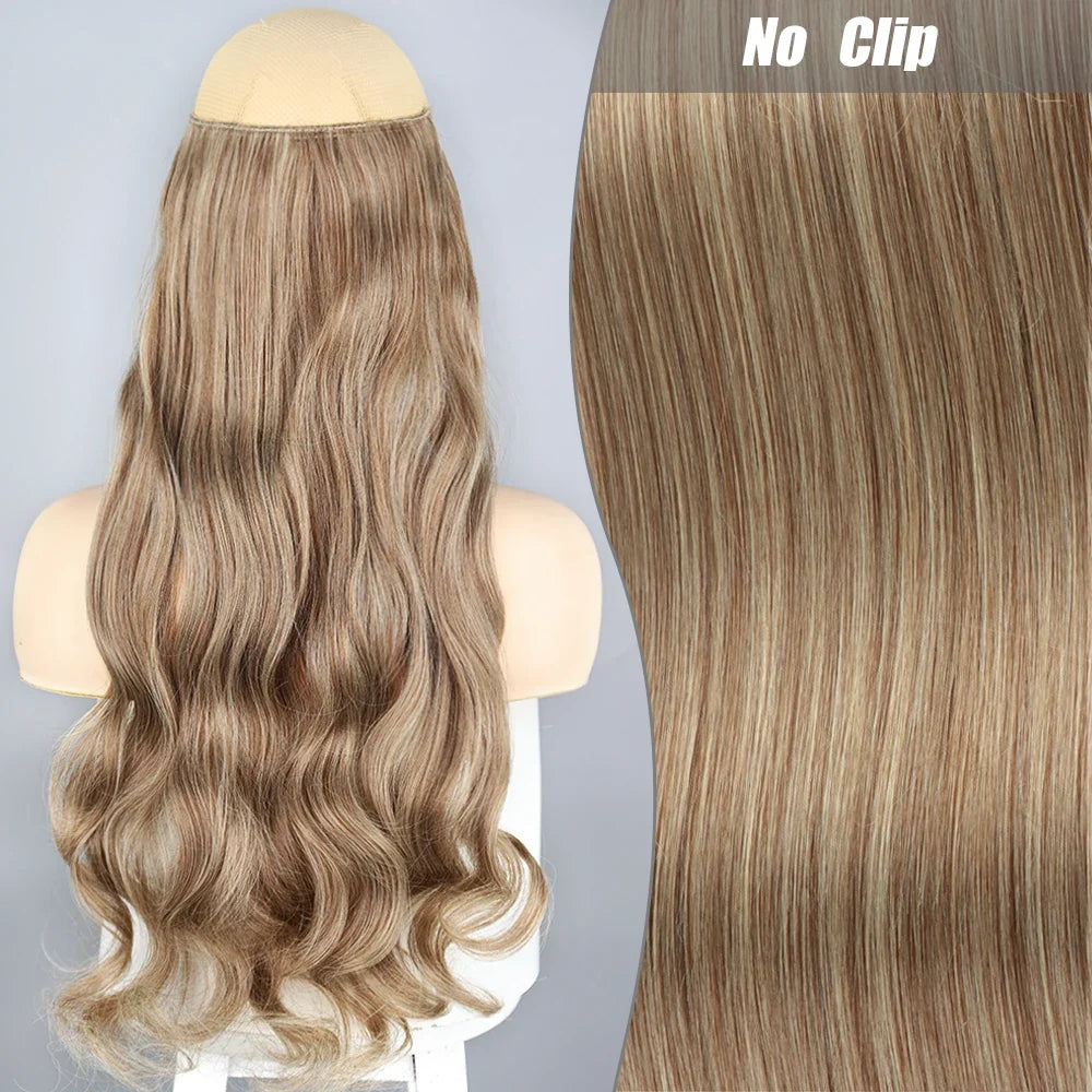 Clip-Free Straight Hair Extension Long Synthetic Hairpiece