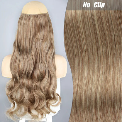 Clip-Free Straight Hair Extension Long Synthetic Hairpiece