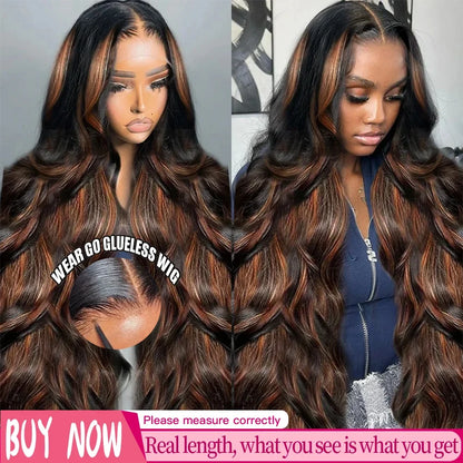 Ombre Highlight Body Wave Lace Front Wig - Human Hair