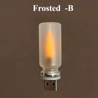 USB Flame Flickering LED Candle Night Light – Glass