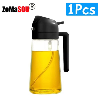 2-in-1 Oil Sprayer & Pourer Bottle – Glass Dispenser for Kitchen & BBQ