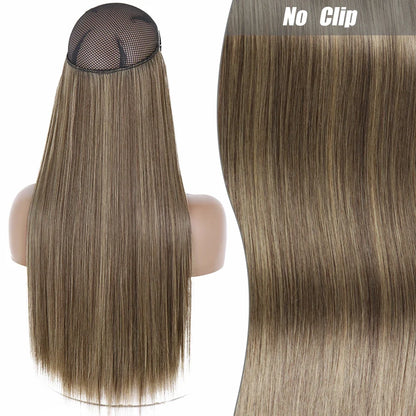 Clip-Free Straight Hair Extension Long Synthetic Hairpiece