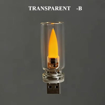 USB Flame Flickering LED Candle Night Light – Glass