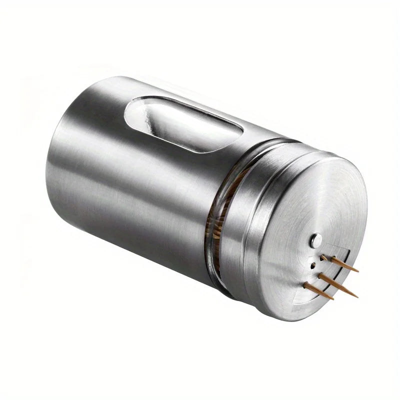 Stainless Steel Seasoning Shaker & Toothpick Holder – 2-in-1 Kitchen Jar
