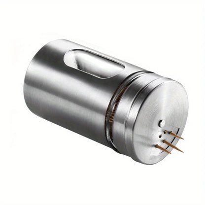 Stainless Steel Seasoning Shaker & Toothpick Holder – 2-in-1 Kitchen Jar