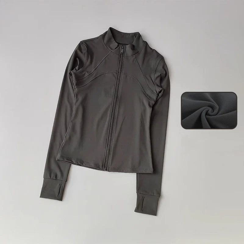 Women's Full-Zip Yoga Sports Jacket – Standing Collar Running Top