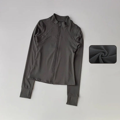 Women's Full-Zip Yoga Sports Jacket – Standing Collar Running Top