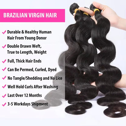 Body Wave Human Hair Bundles Virgin Peruvian Hair 3 4 Bundles Extensions