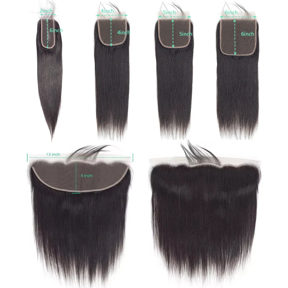 Straight Human Hair Lace Closure & Frontal - Remy Hair