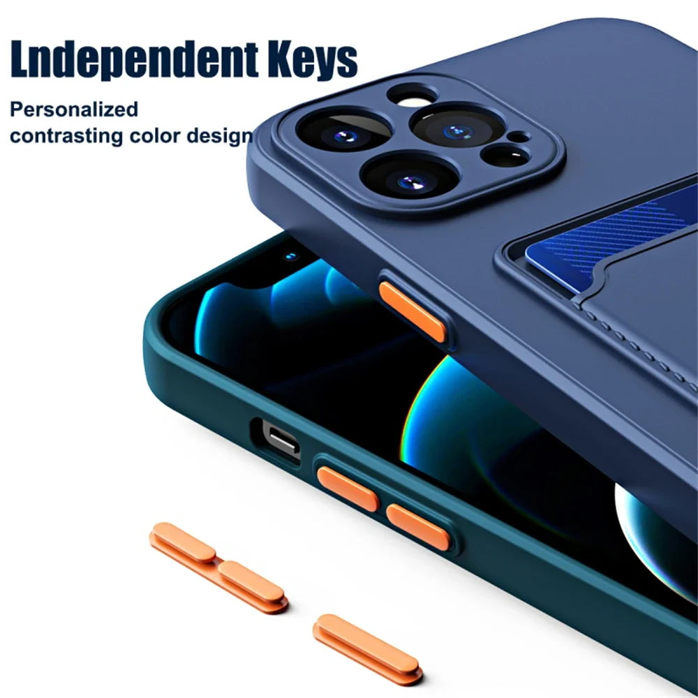 Silicone Wallet iPhone Case with Card Holder Slot