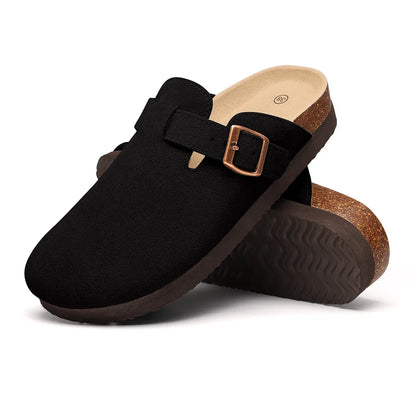 Suede Mule Clogs – Women's Cork Arch Support Outdoor Slippers