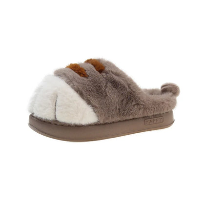 Cat Paw Fuzzy Slippers for Women – Cute Plush Non-Slip House Shoes
