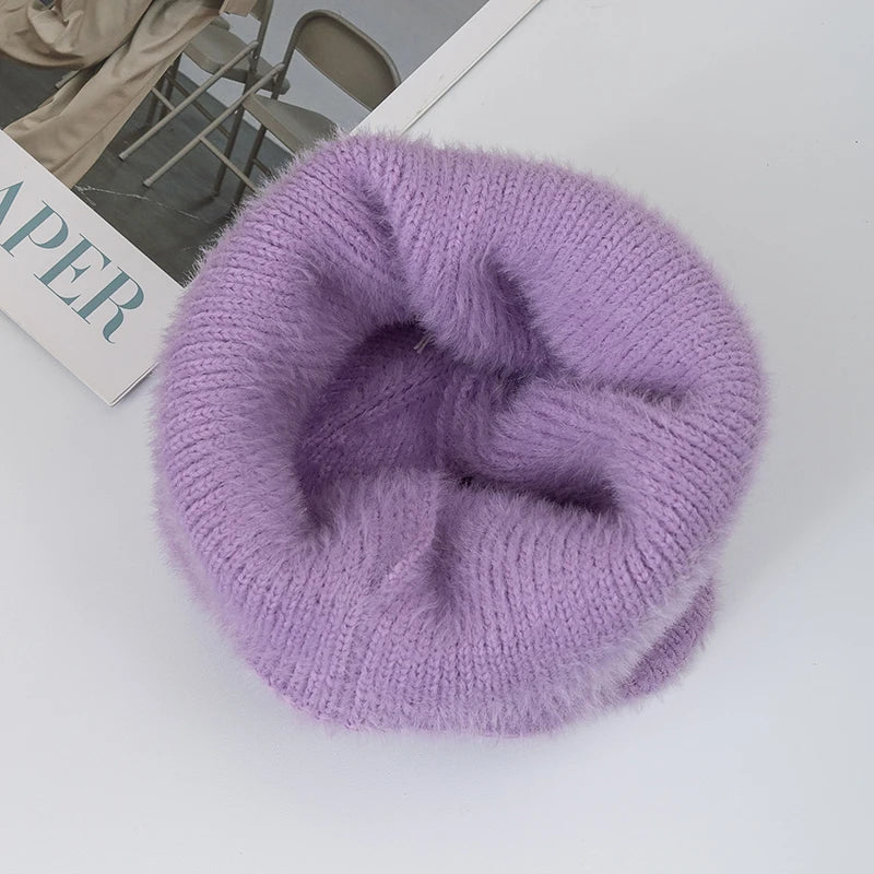 Faux Fur Earflap Beanie Hat – Soft Knit Winter Hat for Women