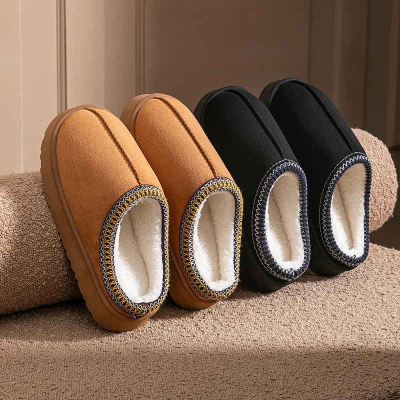 Women's Plush Slippers – Warm Fleece-Lined Indoor House Shoes