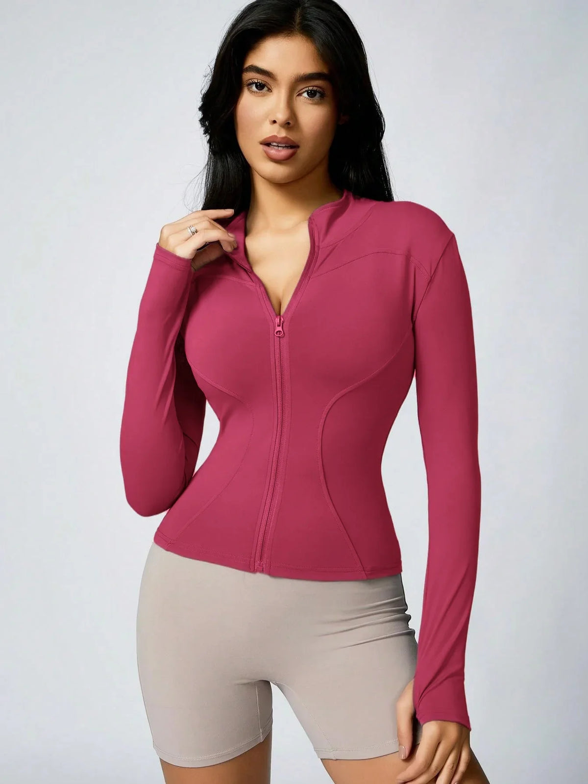 Women's Zip-Up Sports Jacket – Slim Fit Athletic Top