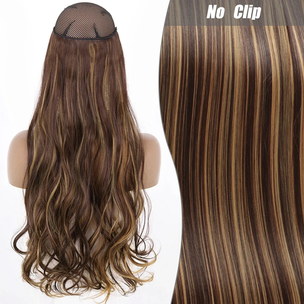Clip-Free Straight Hair Extension Long Synthetic Hairpiece