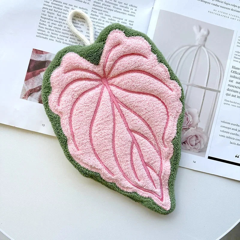 Leaf-Shaped Hand Towel – Absorbent Quick-Dry with Hanging Loop