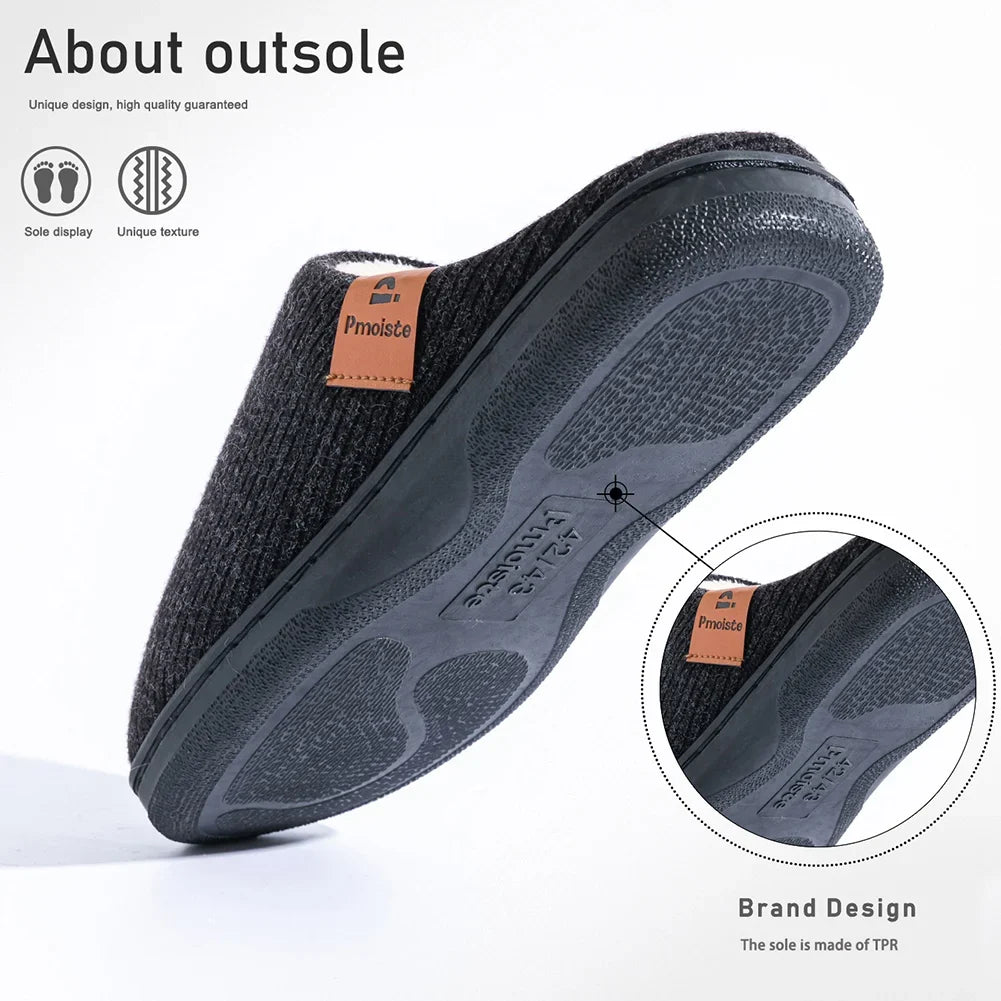 Men's Winter Memory Foam Slippers – Anti-Slip Warm House Shoes