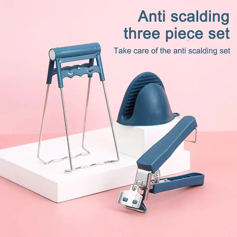 Silicone Oven Mitts & Bowl Clamp Kitchen Tool Set – Anti-Scald