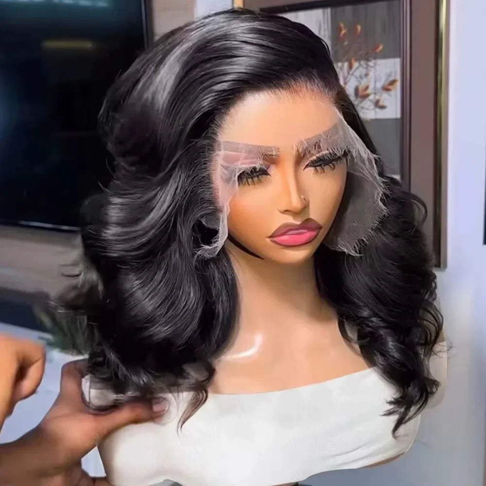 Short Bob Lace Front Wig Human Hair – Loose Body Wave 13x4 HD Lace 200% & 250% Density