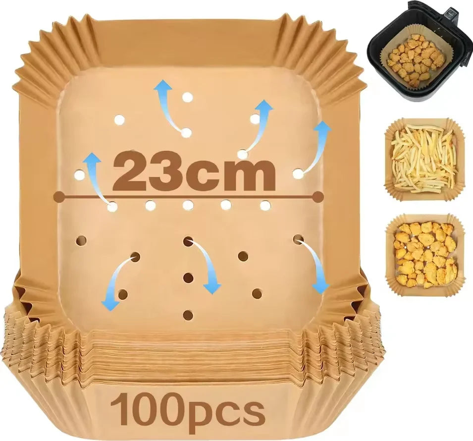 Air Fryer Disposable Paper Liners – Square BPA-Free Tray Inserts
