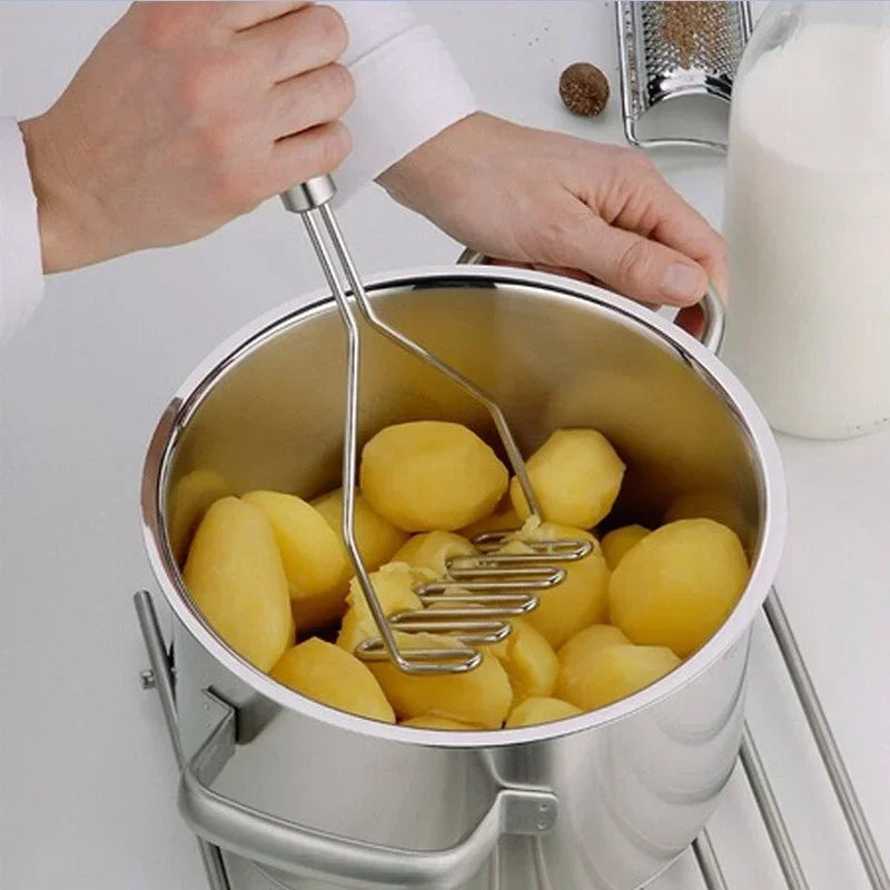 Stainless Steel Potato Masher – Wavy Press Kitchen Tool