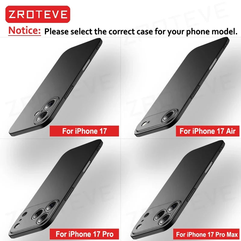 ZROTEVE Slim Matte Hard PC Case for iPhone 17 16 15 14 13 12 Series – Ultra-Thin Frosted Cover