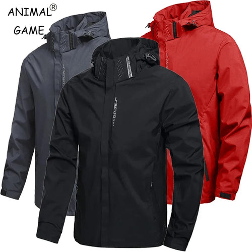 Men's Waterproof Hooded Jacket – Lightweight Windproof Outdoor Raincoat