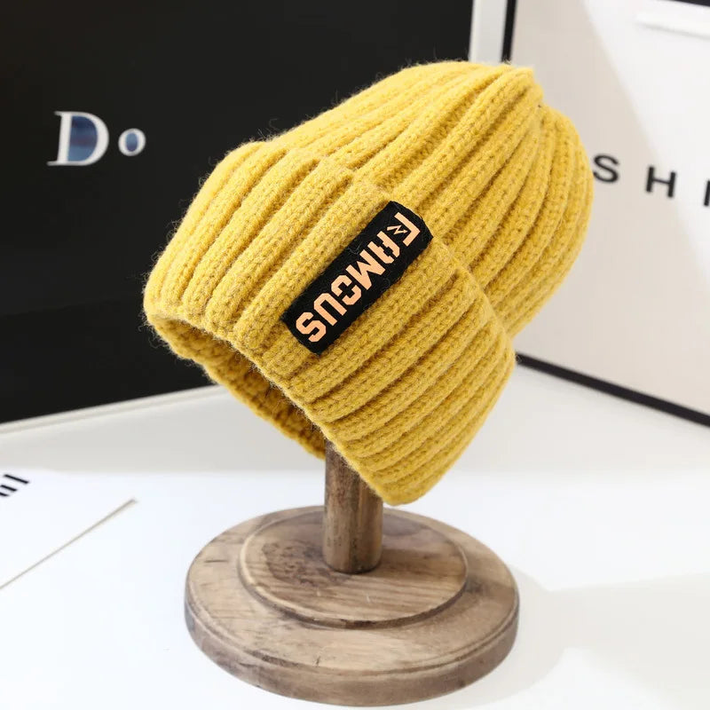 Korean Style Knit Beanie – Warm Ear Protection Winter Hat for Women