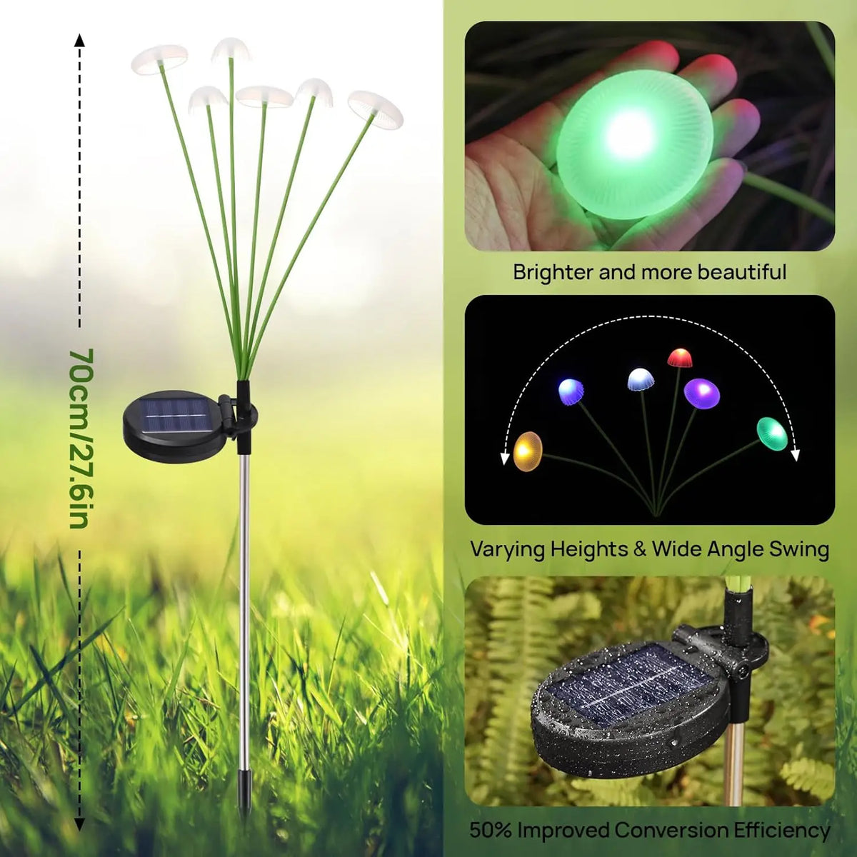 Solar Mushroom Garden Lights – Waterproof LED Pathway Decor, Warm & RGB