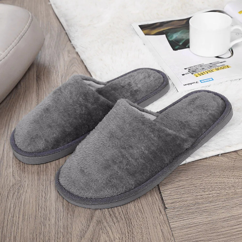 Men's Winter Plush Slippers – Warm Indoor House Shoes
