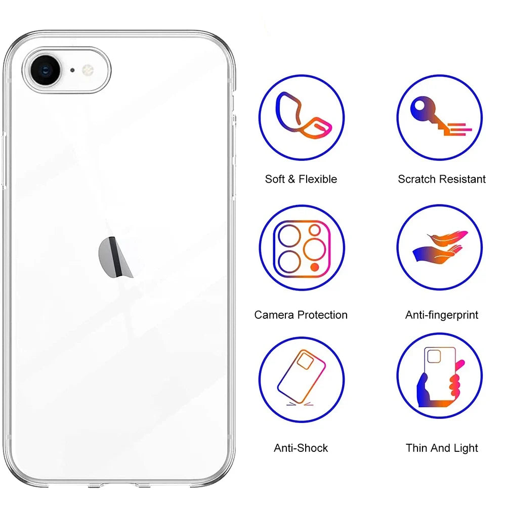 Clear Silicone Case for iPhone SE 2022/2020, iPhone 8 & 7 – Ultra Thin Soft Cover
