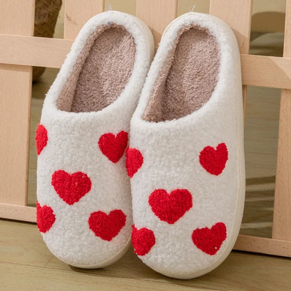 Women's Fuzzy Heart Slippers – Warm Anti-Slip House Shoes
