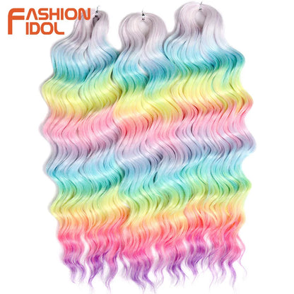 24 Inch Water Wave Crochet Braiding Hair Extensions – Synthetic Ombre