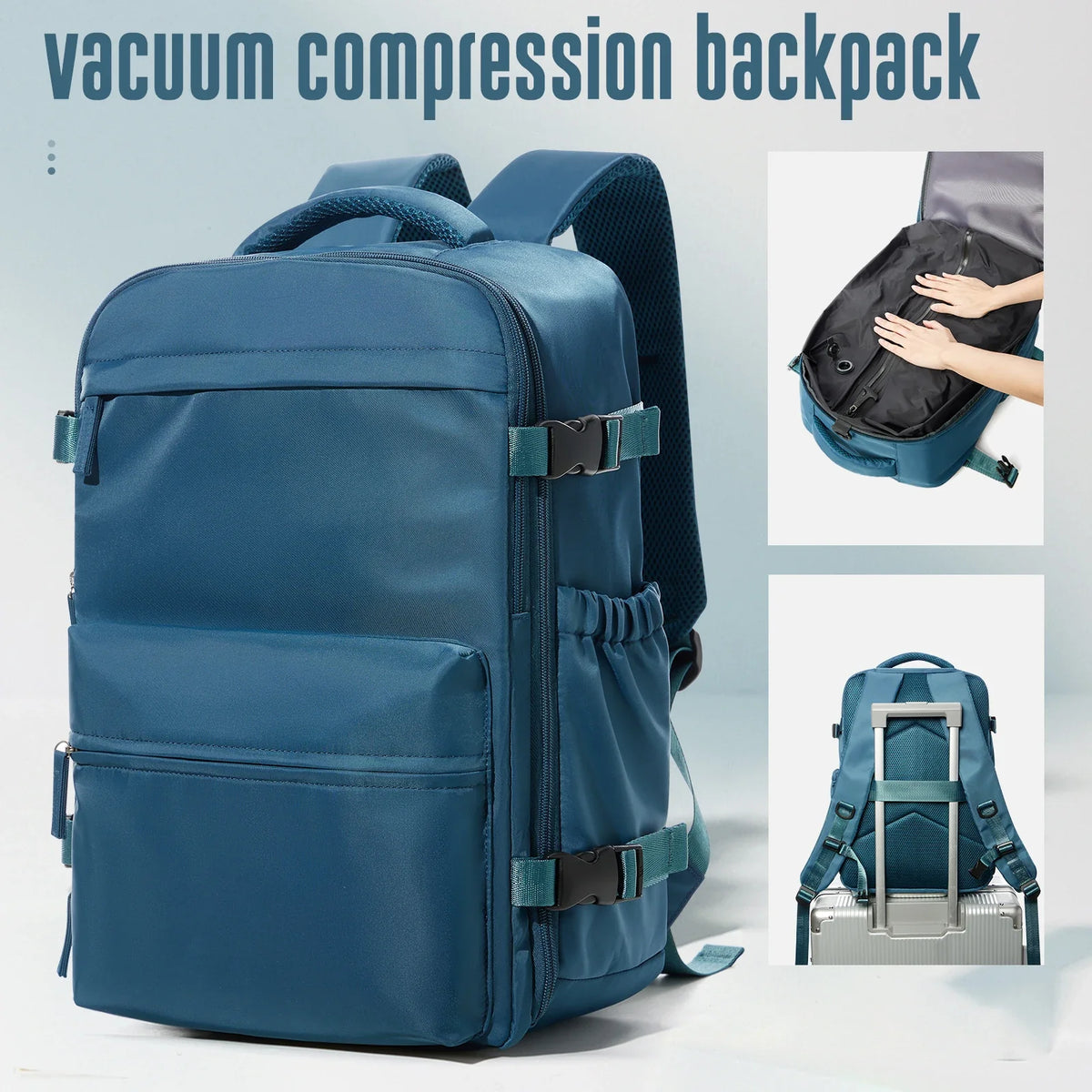 Vacuum Compression Travel Backpack – Large Capacity Expandable Laptop Bag for Men & Women