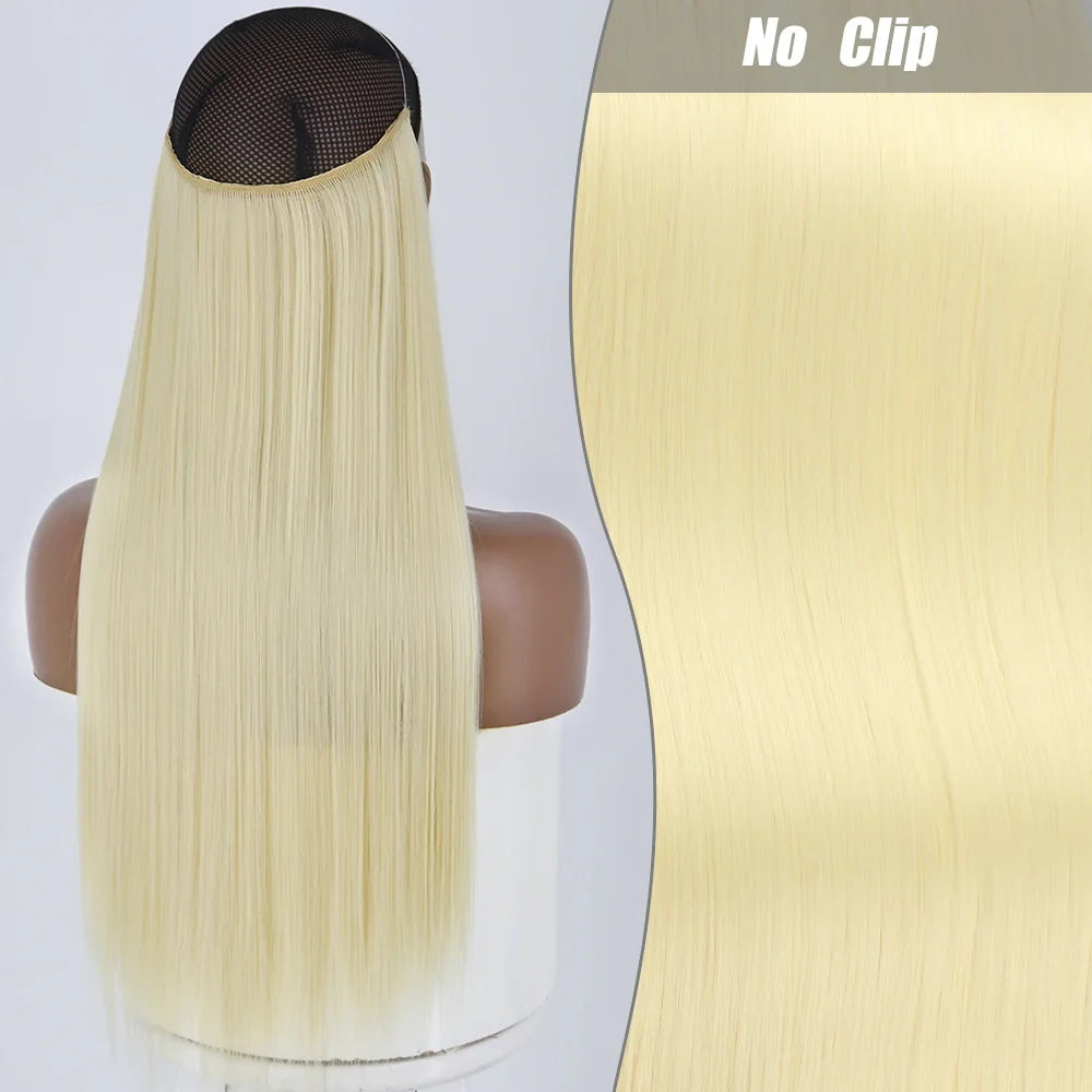 Clip-Free Straight Hair Extension Long Synthetic Hairpiece
