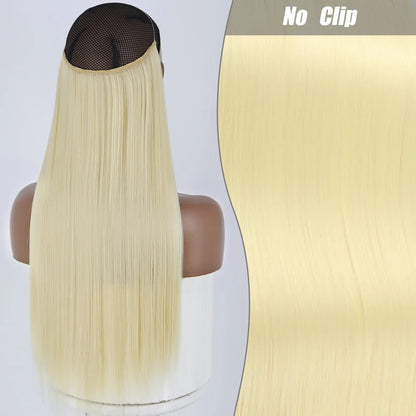 Clip-Free Straight Hair Extension Long Synthetic Hairpiece