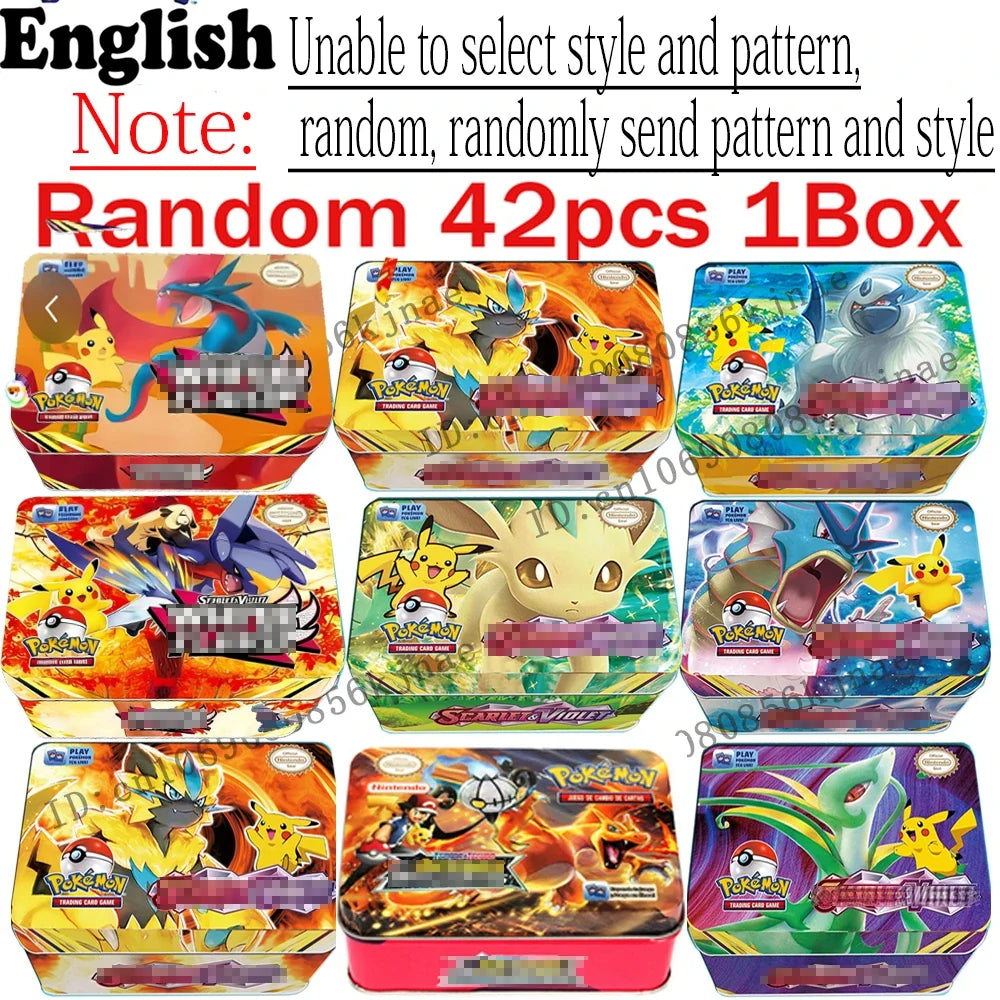 Pokemon TCG Metal Tin Box with 42 Cards – Random Style
