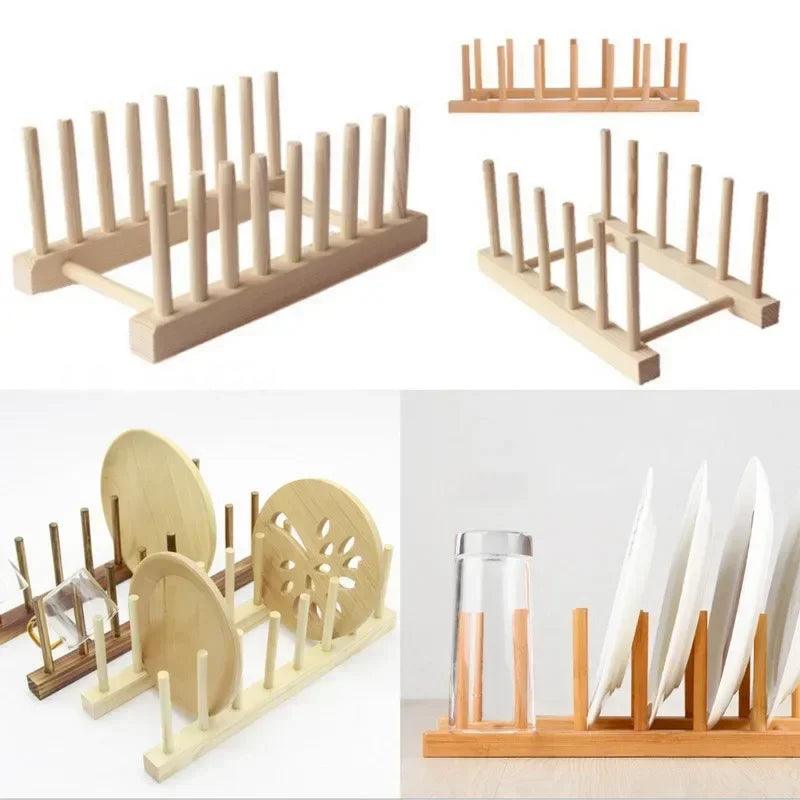 Wooden Plate Rack Dish Drainer Stand – Kitchen Organizer