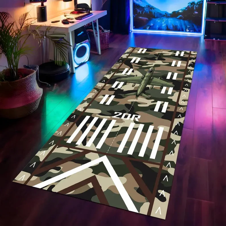 Airport Runway Rug Anti-Slip Runner Mat for Hallway & Home Decor