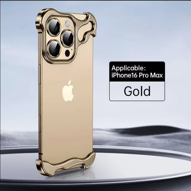 Metal Bumper iPhone Case with Lens Protector – Irregular Frame Design