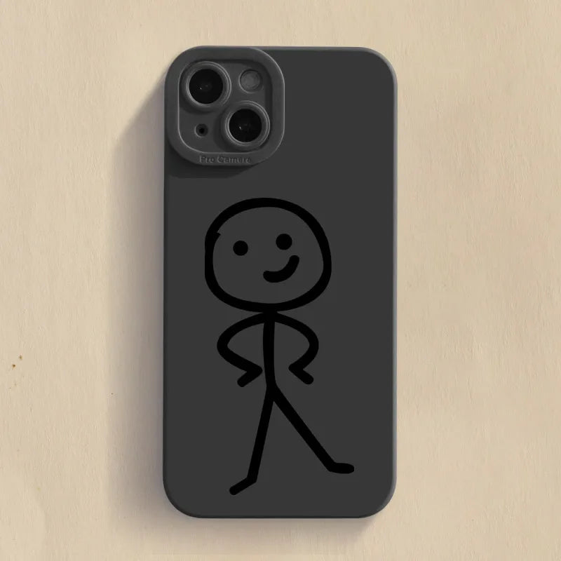 Cartoon Matchman Matte Silicone iPhone Case – iPhone 11 to 17 Series