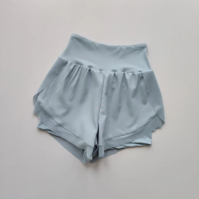 Women's High-Waist Sports Shorts – Double Layer Quick-Dry