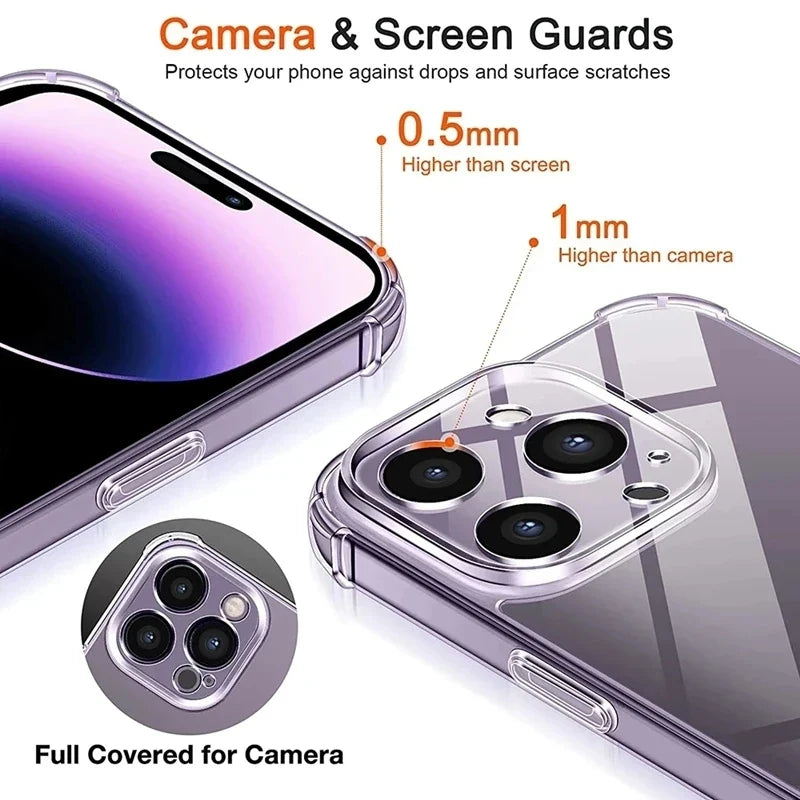 Clear Airbag iPhone Case – Shockproof Transparent Cover with Camera Protection