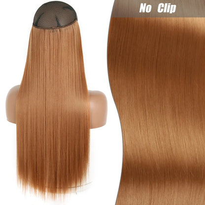 Clip-Free Straight Hair Extension Long Synthetic Hairpiece