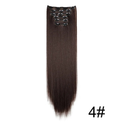 Clip-In Hair Extensions 6-Piece Set Long Straight Synthetic Seamless