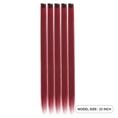 Clip-In Hair Extensions – 5pcs Colorful Straight Synthetic