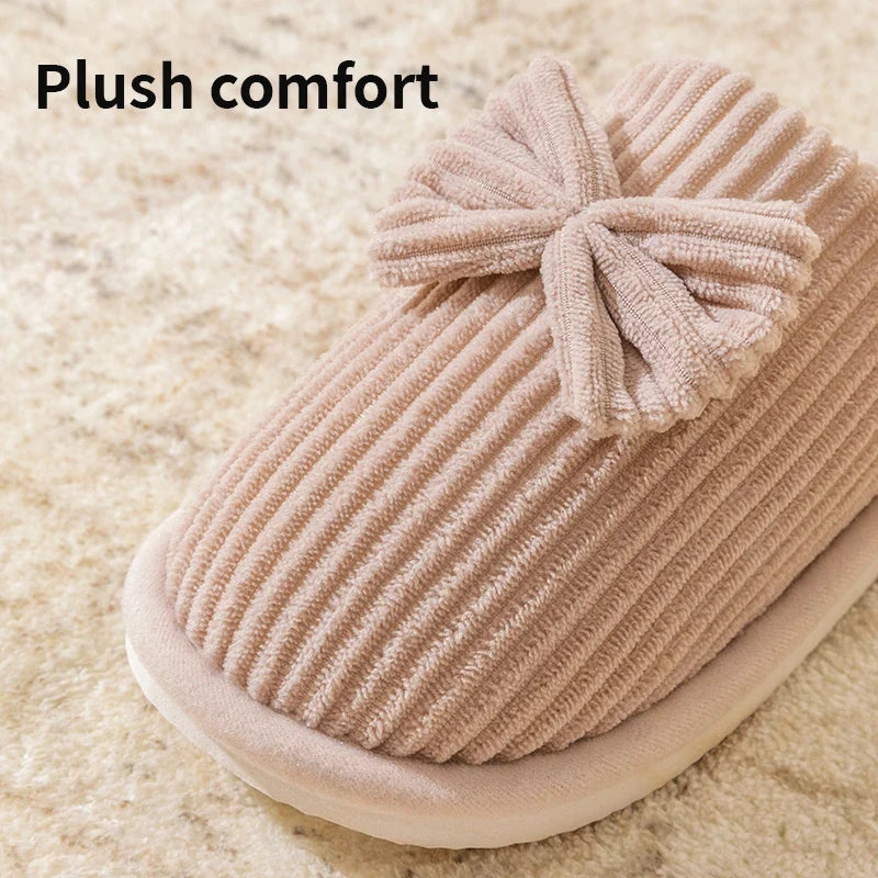 Women's Bow Slippers – Soft Warm Indoor House Shoes